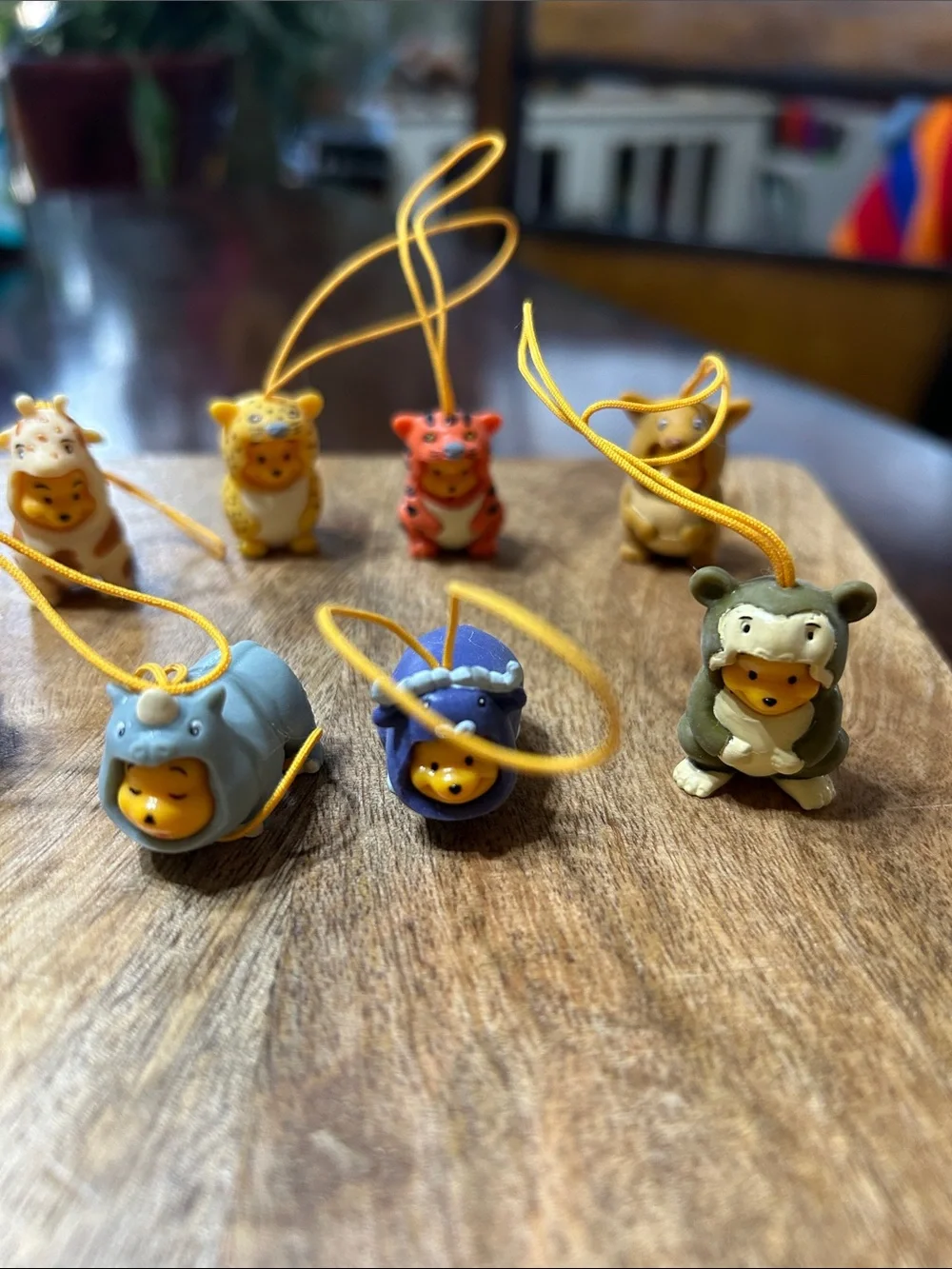 Vintage Disney 2000 Peek-A-Pooh Lot of 8 Phone Charms & Winnie Tin Box Bundle